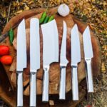 6-Piece Professional Chef Knife Set – Mirror Polished Stainless Steel with Red Zip Carry Case