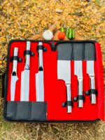 6-Piece Professional Chef Knife Set – Mirror Polished Stainless Steel with Red Zip Carry Case - Image 6