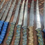 Handmade Damascus Steel Fillet & Boning Knife – Colorful Resin Wave Handle