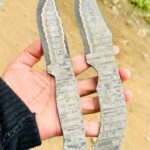 Handmade Damascus Steel Blank Blade Set of 2 – Drop Point & Clip Point