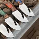 Handmade Tracker Hunting Knife with Gut Hook – Wood & Resin Hybrid Handle
