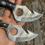 Damascus Steel Claw Karambit - Skull Logo Handle