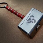 Handmade Mjolnir Hammer Replica – Triquetra Engraved with Leather Wrapped Handle