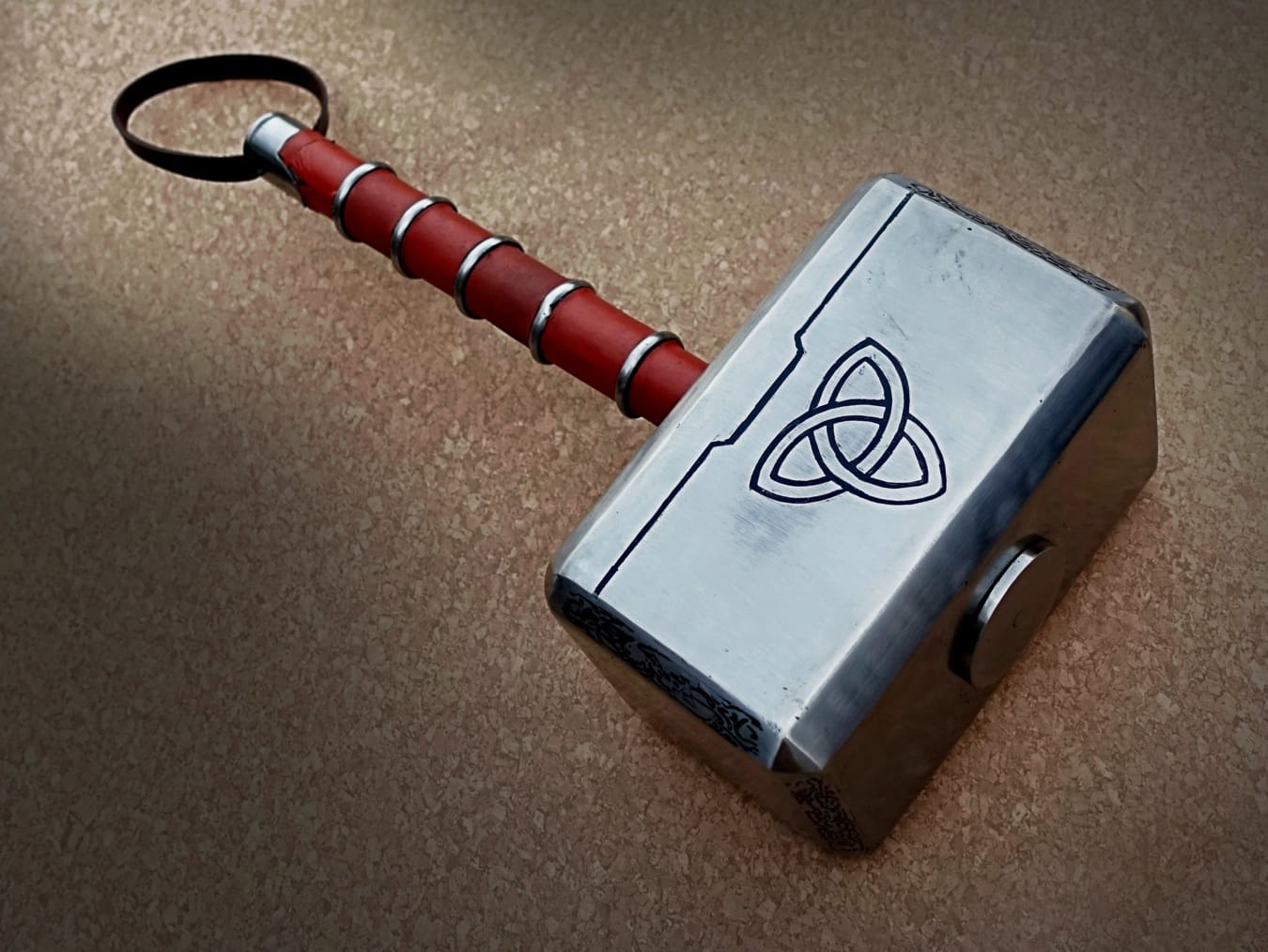 WhatsApp Image 2026-06-24 at 6.58.32 PM Handmade Mjolnir Hammer Replica – Triquetra Engraved with Leather Wrapped Handle - Image 1