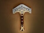 Handmade Viking Battle Axe – Gold Dragon Pommel with Rune Engraved Steel Head & Leather Wrapped Handle - Image 4