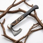 Handmade Viking Bearded Axe – Elder Futhark Rune Engraved Blade with Carved Knotwork Handle - Image 3