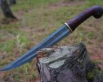 Handmade Scimitar Short Sword – Engraved Fuller Blade with Brass Fittings & Leather Scabbard - Image 5