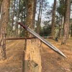 Handmade Medieval Ring Pommel Sword – Curved Crossguard with Wood Handle & Leather Scabbard - Image 2