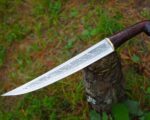 Handmade Scimitar Short Sword – Engraved Fuller Blade with Brass Fittings & Leather Scabbard - Image 2