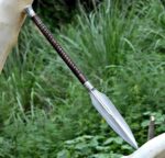 Handmade Roman Pilum Spear – Fluted Steel Blade with Leather Wrapped Wood Shaft & Sheath - Image 2